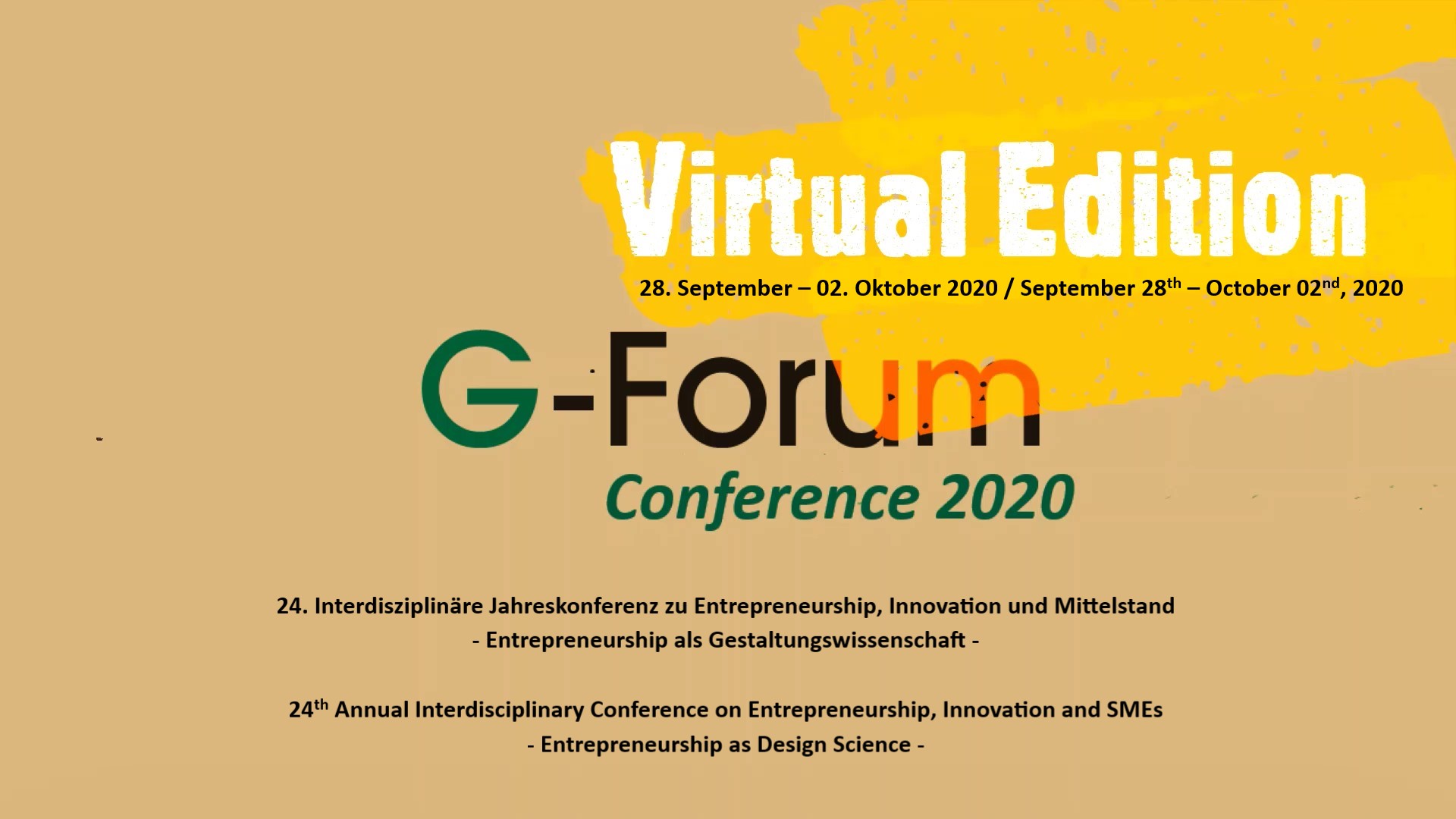 G Forum Conference 2020 Virtual Edition Forderkreis Grundungs Forschung